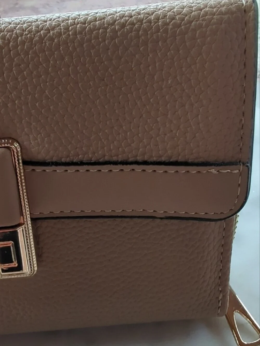 Pebbled Taupe Wallet with Gold Magnetic-Latch, NWOT